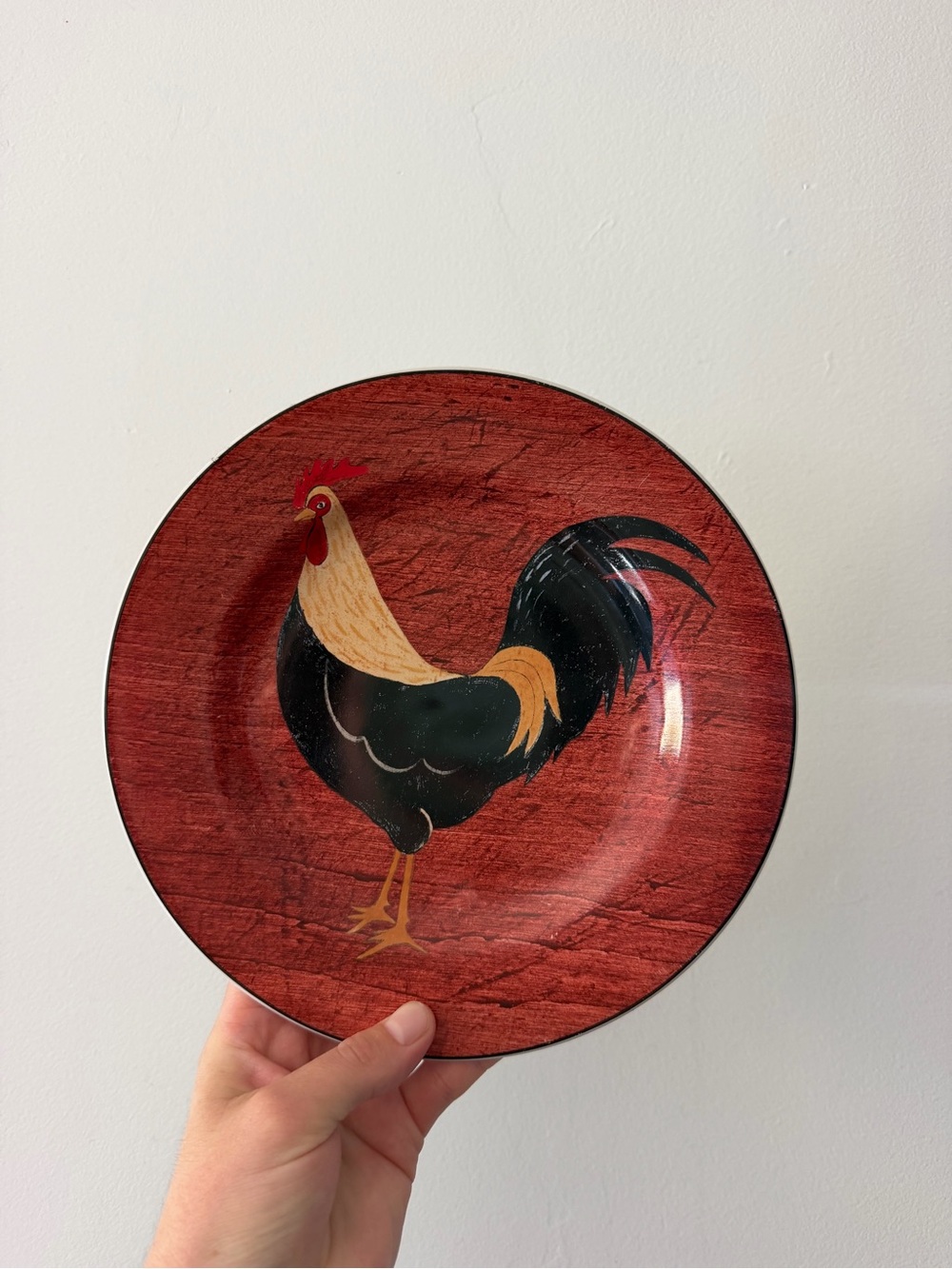 Red Rooster Decorative Dinner Plate - Farmhouse Style